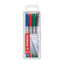 STABILO OHPen universeel   Pen voor Dia projectie   Oplosbaar Fijn (F)   Verpakking van 4   Assortiment Kleuren