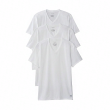 Calvin Klein T shirt met korte mouwen en V hals, set van 3, 100% katoen, wit, heren XS