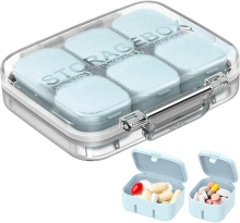 Pillenorganizer GAONLY 4/6 vakken vrij te monteren reis medicijnenorganizer 10 dagen pillendoos draagbare pillendoos waterdichte pillenhouder dagelijke medicatie doos voor vitamines, visolie en supplementen, blauw