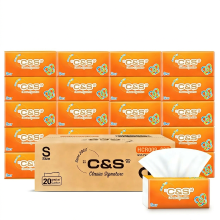 C&S Papieren Zakdoekjes, 3 laags, 2400 Vellen (120 Vellen * 20 Verpakkingen), Familieverpakking, Huidvriendelijk en Stevig