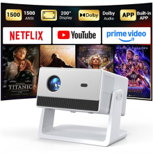 【Wereldkampioenschap voetbal|TV vervanger】FunFlix slimme projector met wifi en Bluetooth, officieel gelicentieerde Netflix, Dolby Audio, ingebouwde apps, native 1080p, autofocus, projector voor buiten voor thuisbioscoop, binnen