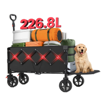 SUNULA inklapbare bolderkar met capaciteit van 130 l en draagvermogen van 150 kg, verlengde achterklep, terreinwielen met remmen, perfect voor winkelen, tuinieren, sport, kamperen en buitenactiviteiten