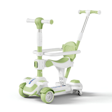 Neuleb step met 4 wielen voor kinderen van 3 8 jaar, kinderstep met draaibare zitting, maximaal draagvermogen 100 kg, verstelbare hoogtes, sturen door te leunen, geschikt voor jongens en meisjes, groen