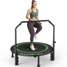 YOSHINO BCAN Rebounder trampoline voor volwassenen, 102cm, 204 kg draagvermogen, met elastiek, verstelbare handgreep, stabiel, stil, voor binnen en buiten, volledige lichaamsbeweging, ontspanning thuis