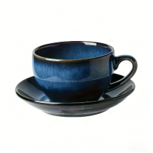 YumiPLUS Retro Blue koffiebeker met vaatset (1 stuk)