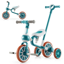 Costway Kinderfiets 4 in 1, voor kleuters, met duwbeugel voor ouders, afmetingen 37×72×101 cm, groen