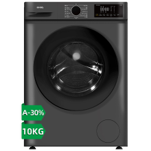 CHiQ 10 kg frontlader wasmachine, donkergrijs, energieklasse A 30%, grote trommel 530 mm, 1400 toeren, 16 programma's, stoomwassen & 1 Touch Smart Wash JW105883G