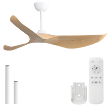 Sofucor 38k009 38 inch Downrod Wit Plafondventilator Zonder Licht Met Natuurlijke ABS Bladen