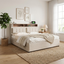 URBAN MEUBLE URBAN MEULE Opbergcollectie gestoffeerd platformbed met lades 140x200 cm (1 stuk)