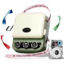 Phomemo P15 2 in 1 satijnlintprinter, Bluetooth retro labelmaker met geschenkverpakking,   met 1 stuk labelnavulling