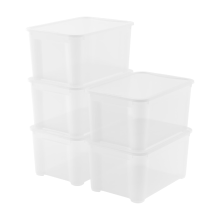 Curver KIS T Box opbergdoos met deksel   47 liter   Set van 5   55,5 x 39 x 28,5 cm   Transparant   Premium opbergoplossing, duurzaam kunststof, moderne huisorganisatie