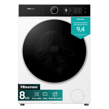 Hisense WF5I8043BWF vrijstaande wasmachine   8 kg capaciteit   1400 tpm centrifugeersnelheid   invertermotor   wit