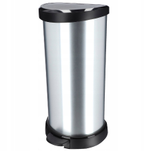 Curver Decobin   Afvalemmer   40 liter   Zilver metallic   Premium opbergoplossing, duurzaam kunststof, moderne huisorganisatie