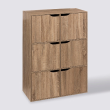 5Five Eiken Mix Plankeenheid met Deuren   6 Compartimenten, 67,5 x 32 x 100,5 cm