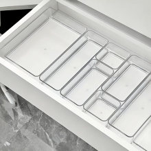 WhereHike 25 delige lade organisers, 4 maten, transparante kunststof lade organisers, opbergdozen voor badkamer en kaptafel, keukenbenodigdheden, make up