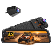 WolfBox M40lite 4K dashcam met achteruitkijkspiegel en 1080p camera aan de achterkant, 10 inch touchscreen, looprecording, G sensor