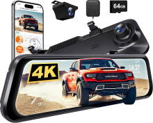 WOLFBOX G850 PRO 4K spiegel dashcam met ADAS en BSD, slimme achteruitkijkspiegel met 5,8 GHz wifi, spraakbesturing, 12 inch camera, inclusief 64 GB SD kaart, GPS, G sensor, lusopname