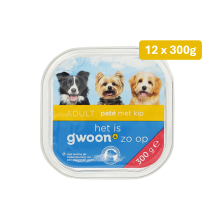 G'woon Volwassen Hond Paté met Kip Nat Hondenvoer 12 * 300 g