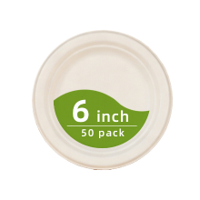 PONIVAA Wegwerp papieren borden 15 cm, verpakking van 50 stuks, extra stevige biologisch afbreekbare borden van suikerriet, ideaal voor het serveren van desserts, perfect voor feestjes, barbecues en picknicks