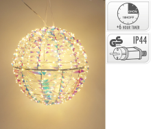 Koopman International Koopman LED Bal   30 cm, Glanzende Regenboog, 300 LEDs