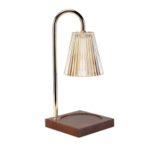 Zooly Wax melt lamp met Europese rechte stok, kristalhoorn en massief houten basis, donkere houttint, 1 stuk