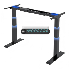 FlexiSpot E6 in hoogte verstelbaar bureauframe, elektrisch met 2 motoren, 3 traps verstelbare poten met 4 geheugenvoorkeuren en USB, draagvermogen tot 160 kg (E6 Premium zwart)