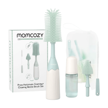 Momcozy schuimende flessenreinigingsborstelset met knijpknop LS002 (groen, 1 set)