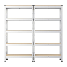 JOYFURNOS 5 laags stellingkasten set van 2, Stalen stellingkast voor opslag, garage, schuur, 30 x 75 x 150 cm, Zilver