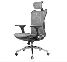 Sihoo M57S ergonomische bureaustoel van mesh met verstelbare lendensteun, 3D armleuningen en ademende hoge rug, grijs