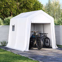 AOXUN A Frame Soft Top Carport met Zijpanelen, Waterdicht Heavy Duty Auto Canopy Garage Schutting   6x8 FT/Wit
