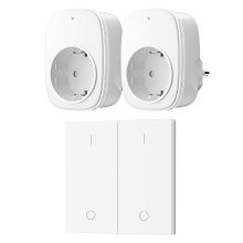 Dewenwils stopcontacten met afstandsbediening, 2 stopcontacten met 1 wandknop, Plug & Play, 30 m actieradius, vlambestendig, geen wifi nodig, met kinderbeveiliging, 3680 W, 16 A, wit