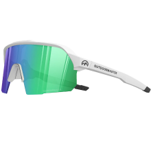 OutdoorMaster Hawk HD gepolariseerde TR90 sportzonnebril voor vissen, baseball, zeilen, golf en autorijden   lichtgrijze frame, grijs lens, Revo Green, VLT 12%