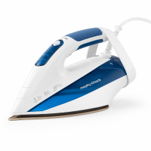 Morphy Richards MDH IRB4E 2400 2800 W stoomstrijkijzer – 50 g/min stoom – 350 ml waterreservoir – Antidruppelsysteem – Zelfreinigend – Wit/blauw