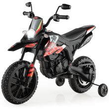 Costway 12 V elektrische motorfiets voor kinderen met steunwielen, officieel gelicentieerde Aprilia versie, rood