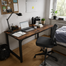 LANTINE bureau 160 × 80 cm computertafel kantoorbureau studiebureau thuiswerkstation moderne minimalistische stijl vintage bruin met zwart