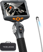 Teslong TD500 3.9 Mm Twee richting articulerende inspectiecamera met licht, 5 inch IPS endoscoop inspectiecamera met gearticuleerde sonde, borescope camera met verlichting, 3000 mAh batterij, 32 G TF kaart (5FT/1.5 M)