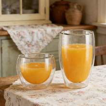 Ju7cer Glazen Bekers Theeglazen Drinkglazen Koffieglas met Rietje 220 ml+350 ml 2 stuks