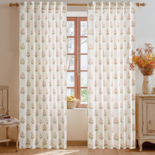 PONY DANCE Bloemen Gordijnen met Lussen en Roedezak, Landelijke Botanische Print, Voor Woonkamer en Slaapkamer, 2 Panelen, B132 x L220 cm, Mandarijnroze