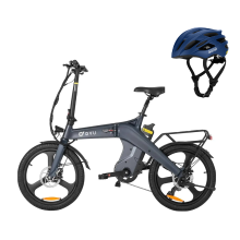[Fietsset] DYU T1 20 inch opvouwbare elektrische fiets grijs + OutdoorMaster volwassenen MIPS hardloopsport helmen blauw M