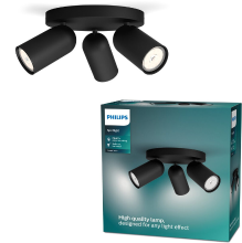 Philips Pongee opbouwspot   3 lichts   zwart