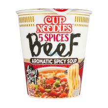 NISSIN instantnoedels in beker, rundvlees met 5 kruiden, 64 g