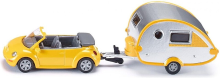 Siku VW Kever met caravan speelgoedmodel   geel, 16,4 cm