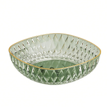 BJ groen met gouden rand 24 cm vierkant fruitbord