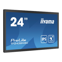 Iiyama TF2438MSC B1 60,5 cm 10 punts optisch gebonden PCAP open frame led aanraakmonitor met IPS paneel, rand tot rand glas, anti vingerafdrukcoating en metalen behuizing, 600 cd/m², full HD, zwart
