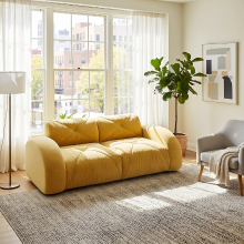 URBAN MEUBLE Randloos Sofa Modulair 2 Zits Sofa 204x95x76 cm Geel Chenille Stof Hoge Dichtheid Schuim