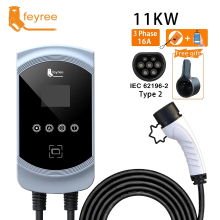 Feyree EV lader 32 A, 11kW, 3 fasen, EVSE wandtype 2, kabel, IEC62196 2 stopcontact, app bediening, autolader