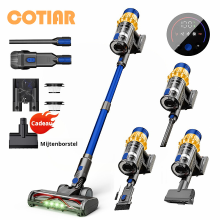 COTIAR V22 draadloze stofzuiger, 650 W, 55 kPa zuigkracht, borstelloos, 1,2 L inhoud, LED display, voor vloeren, tapijten en dierenharen, blauw