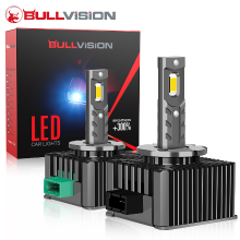 Bullvision D1S/R LED koplampen, 20.000 Lm helderder, 6000K koel wit, 1:1 D1S originele maat, directe vervanging, plug and play installatie