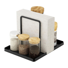 Vilscijon minimalistische houder voor papieren zakdoekjes / opbergrek voor papieren zakdoekjes, opberg  en ordeningsrek voor restaurant en thuis, zwart