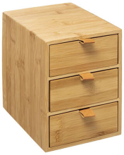 5Five Bamboe en leren opbergdoos   3 lades, lichtbruin, 20 x 15 x 21 cm